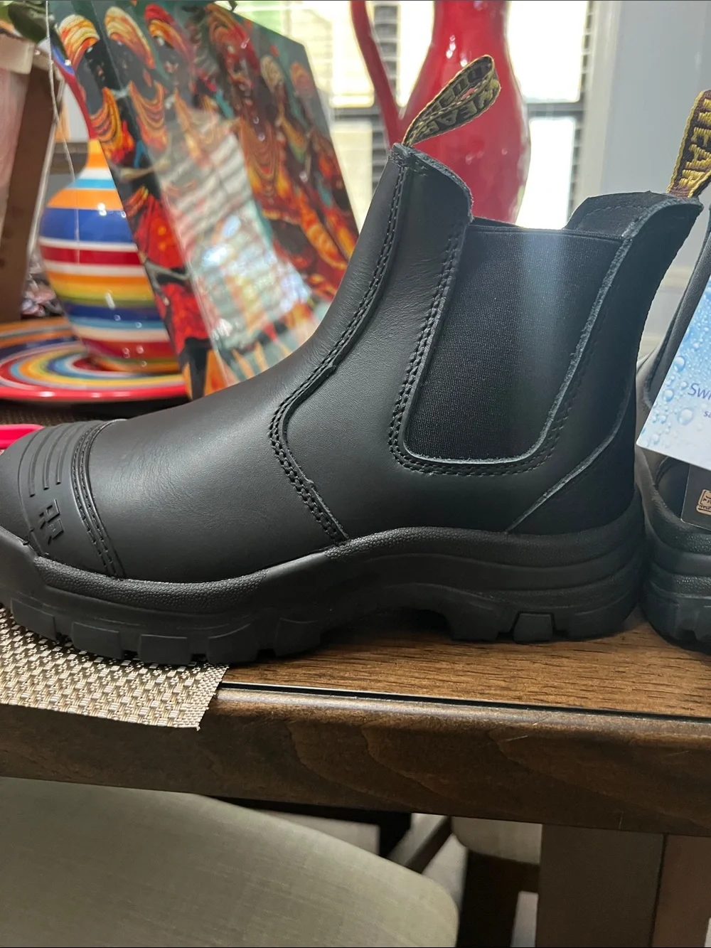 Men's Black Chukka Work Boots with Elastic Sides